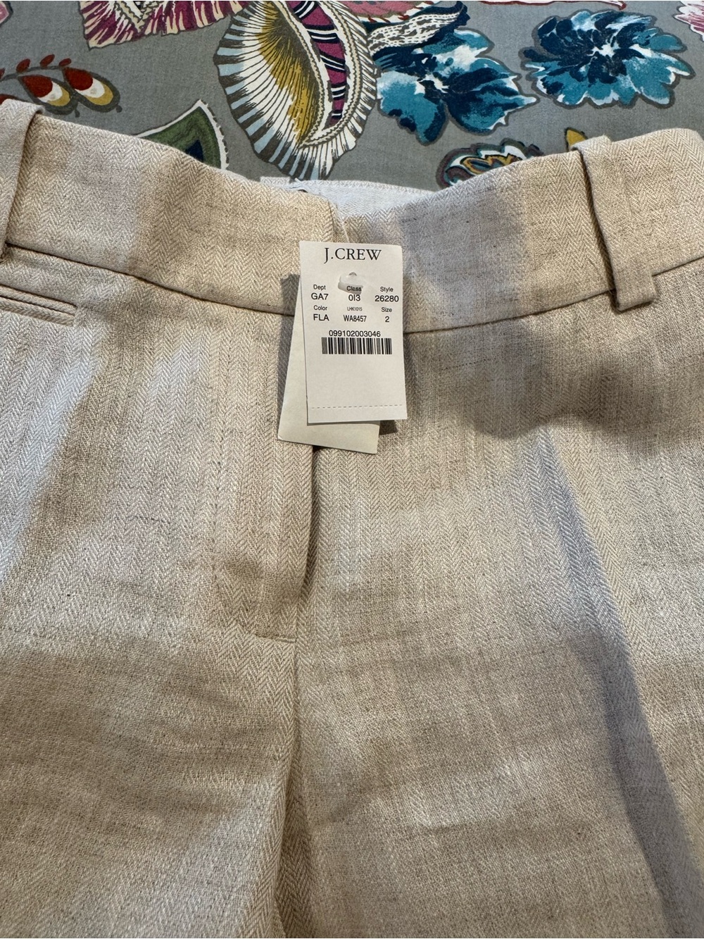 J. Crew Flax Color Herringbone 100% Linen Trousers - Picture 2 of 12